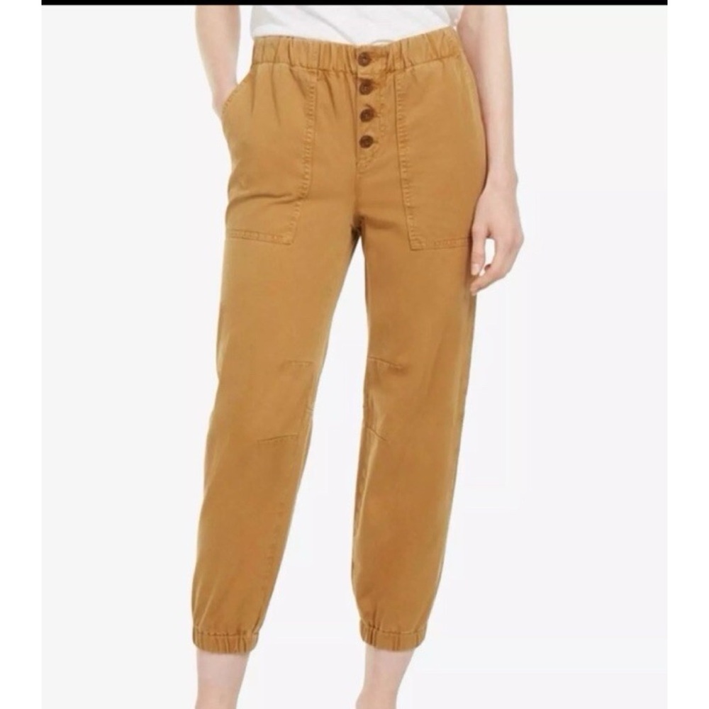 Free People Cadet Pants Joggers Barrel Leg Button Front Cotton Sz L